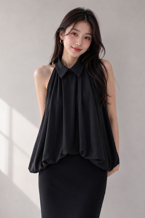 Deryn Bubble Hem Shirt Midnight