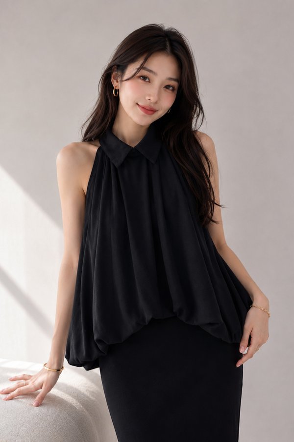 Deryn Bubble Hem Shirt Midnight