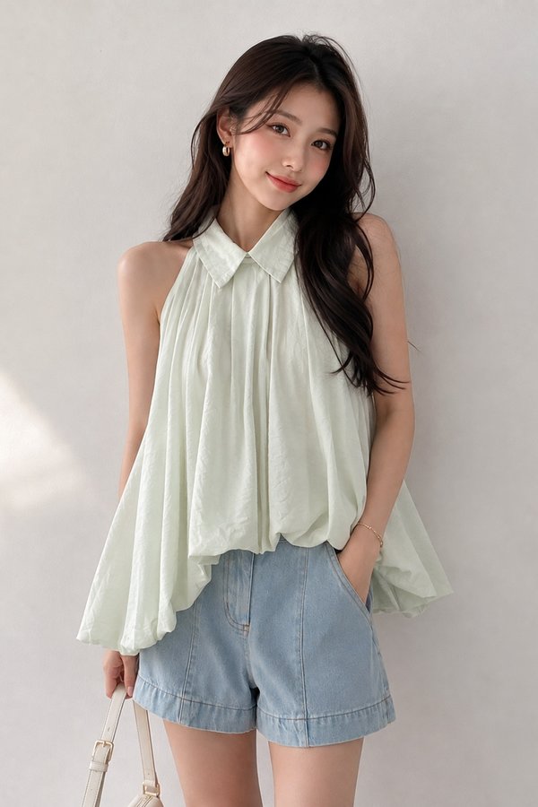 Deryn Bubble Hem Shirt Apple Mint