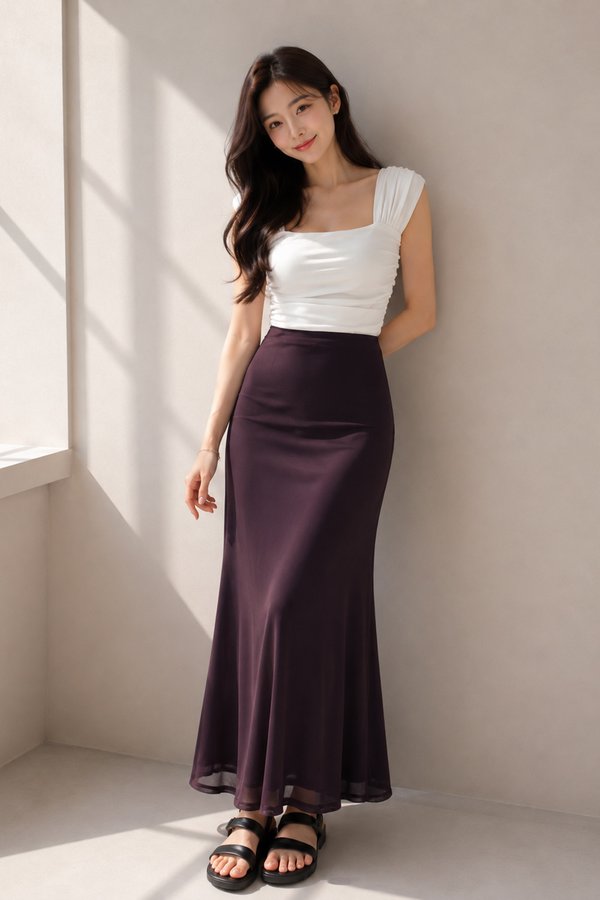 Tara Mesh Skirt Burgundy