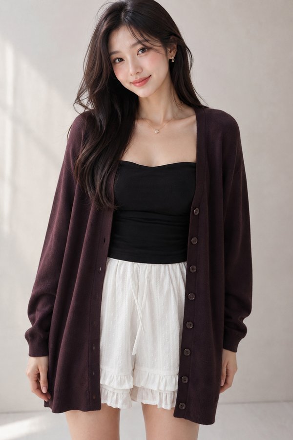 Faye Knit Cardi Plum Burgundy