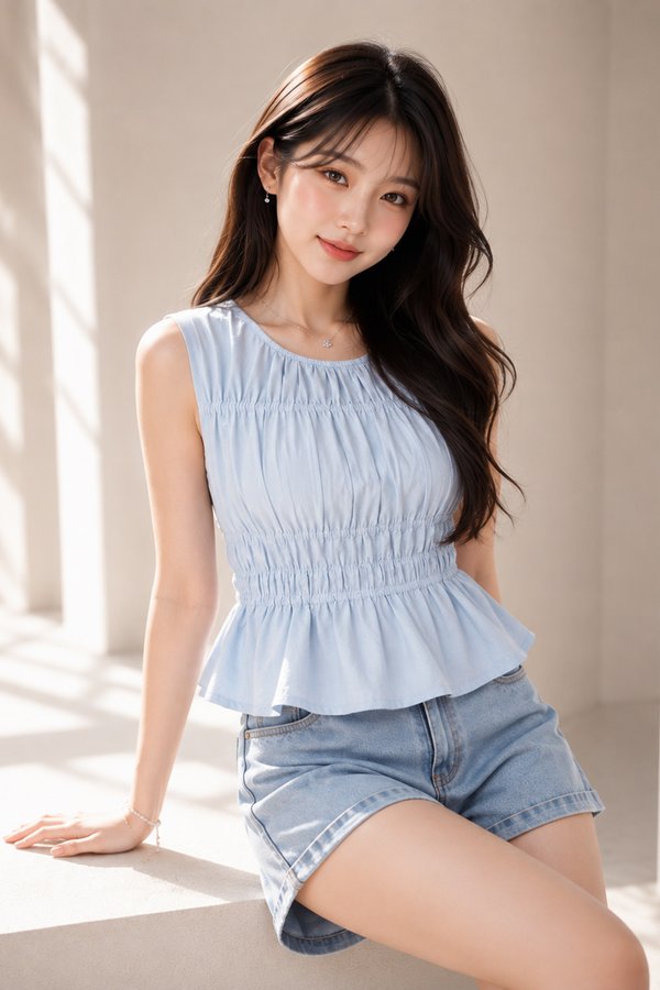 Linette Crepe Top Baby Blue