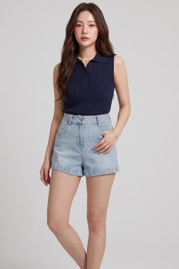 Jarin Stretchy Denim Shorts Stone Wash