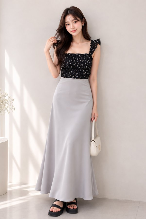 Gia Midaxi Skirt Light Grey