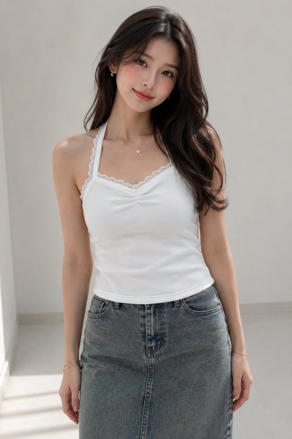 Seira Padded Halter Top White