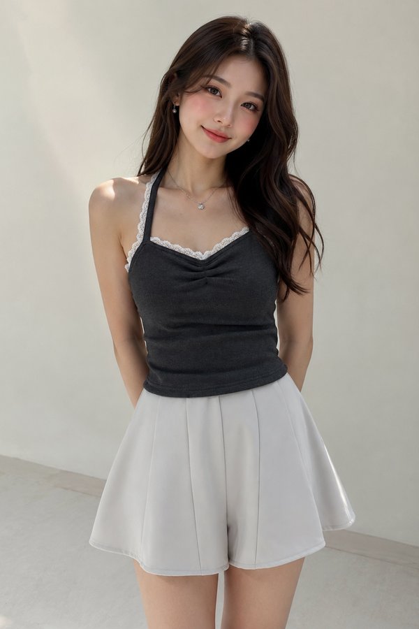 Seira Padded Halter Top Textured Grey