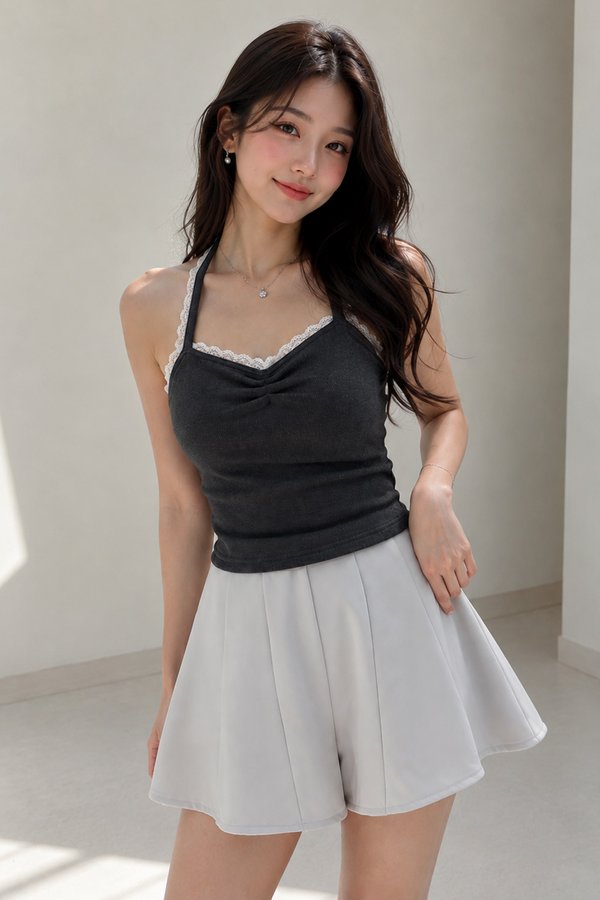 Seira Padded Halter Top Textured Grey