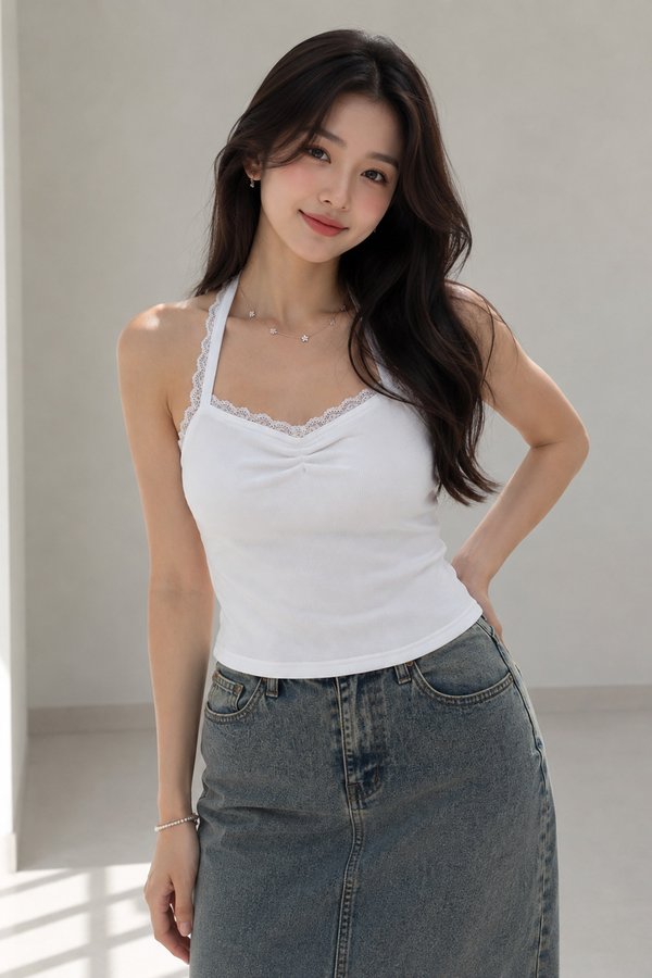 Seira Padded Halter Top White