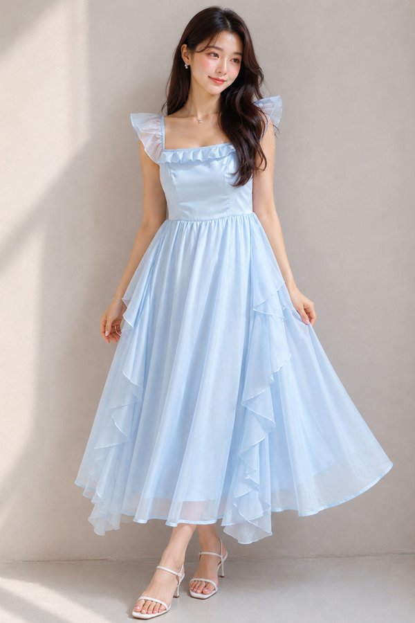 Kaori Flowy Dress Sky Blue