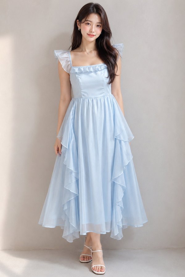 Kaori Flowy Dress Sky Blue