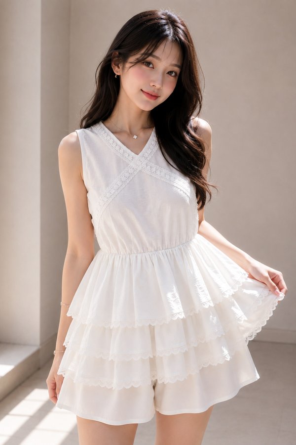 Gina Lace Trim Top White