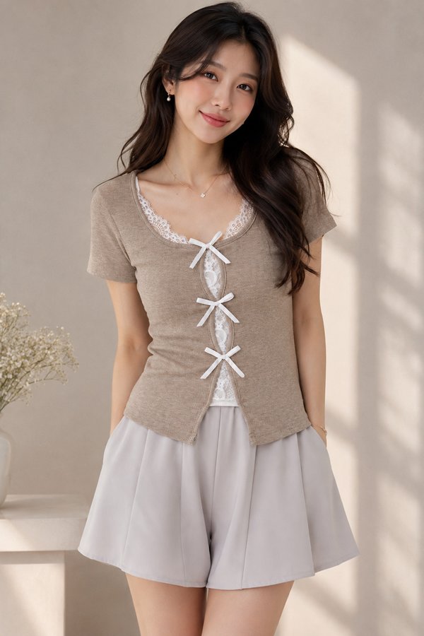 Silvana Rib Knit Top Latte