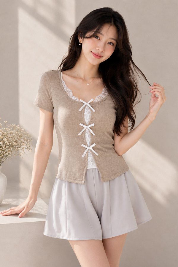 Silvana Rib Knit Top Latte