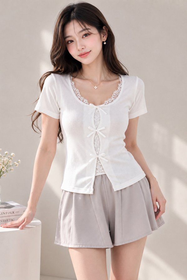 Silvana Rib Knit Top White