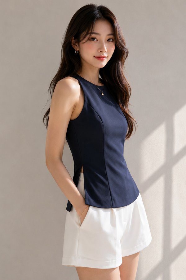 Celly Padded Top Navy