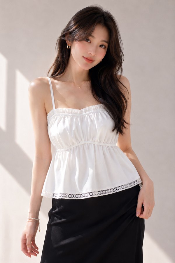 Naya Crochet Trim Top White