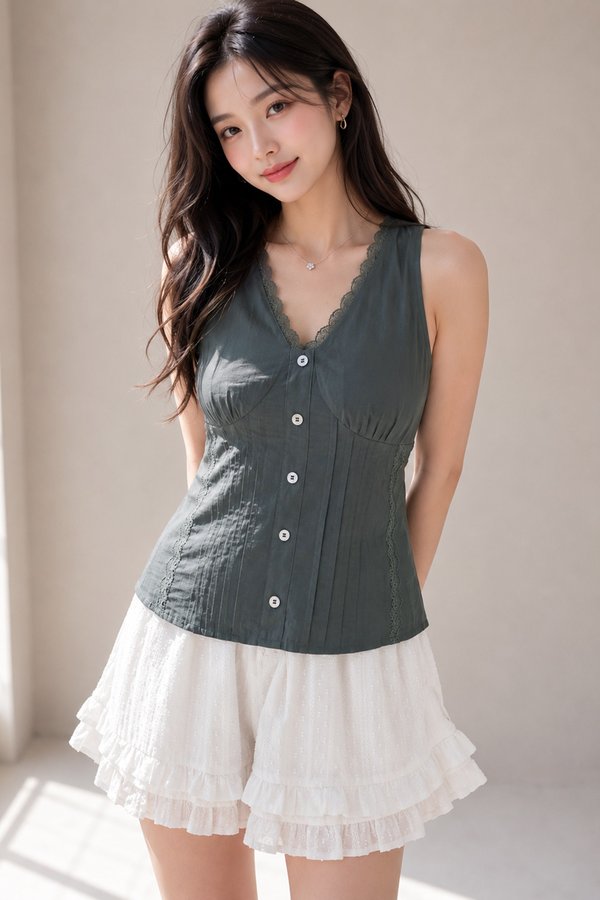 Veritta Lace Trim Top Teal