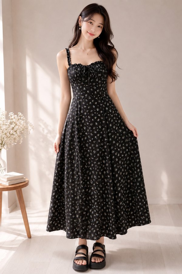 Veda Dress Black Bouquet