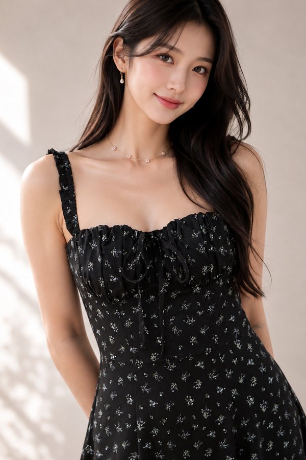 Veda Dress Black Bouquet