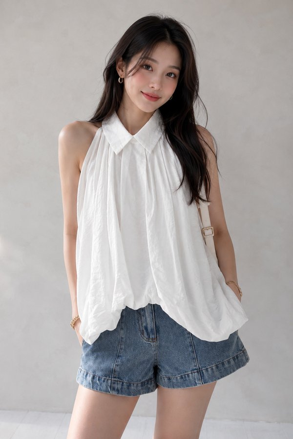 Deryn Bubble Hem Shirt White