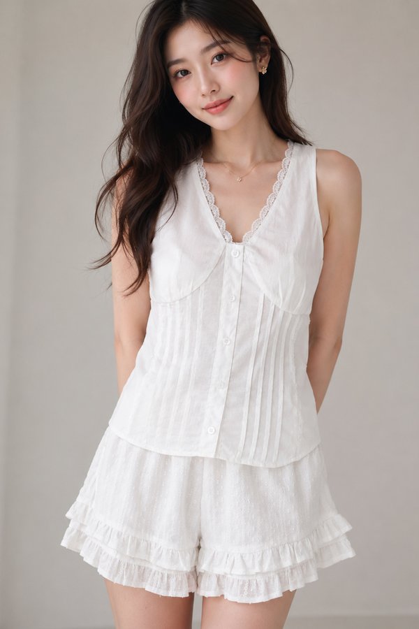 Veritta Lace Trim Top White