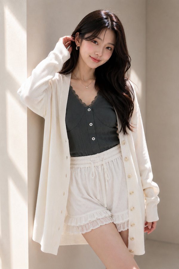 Faye Knit Cardi White