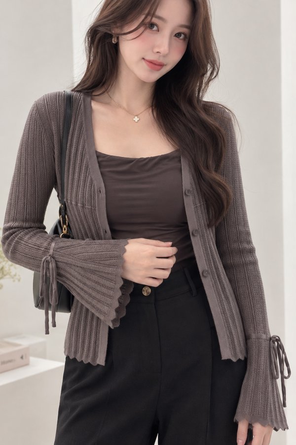 Sarabel Knit Cardi Steel Brown