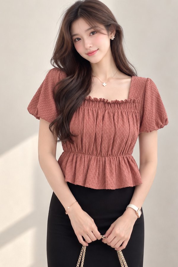 Jaymi Eyelet Top Terracotta