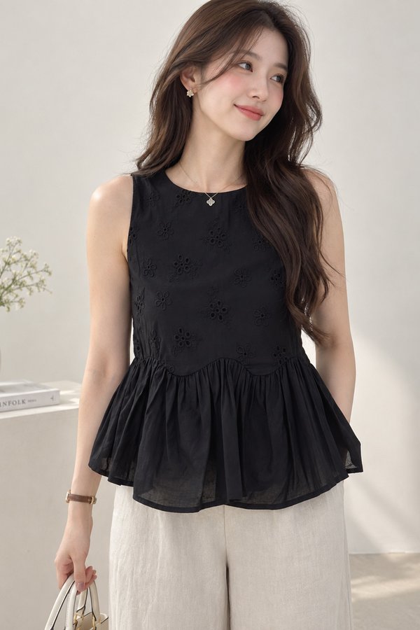 Jemita Eyelet Top Black