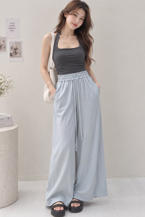 Leda Linen Pants Ice Blue Grey