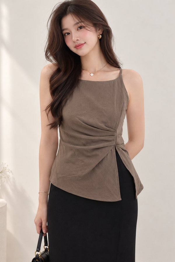 Yuri Linen Top Khaki