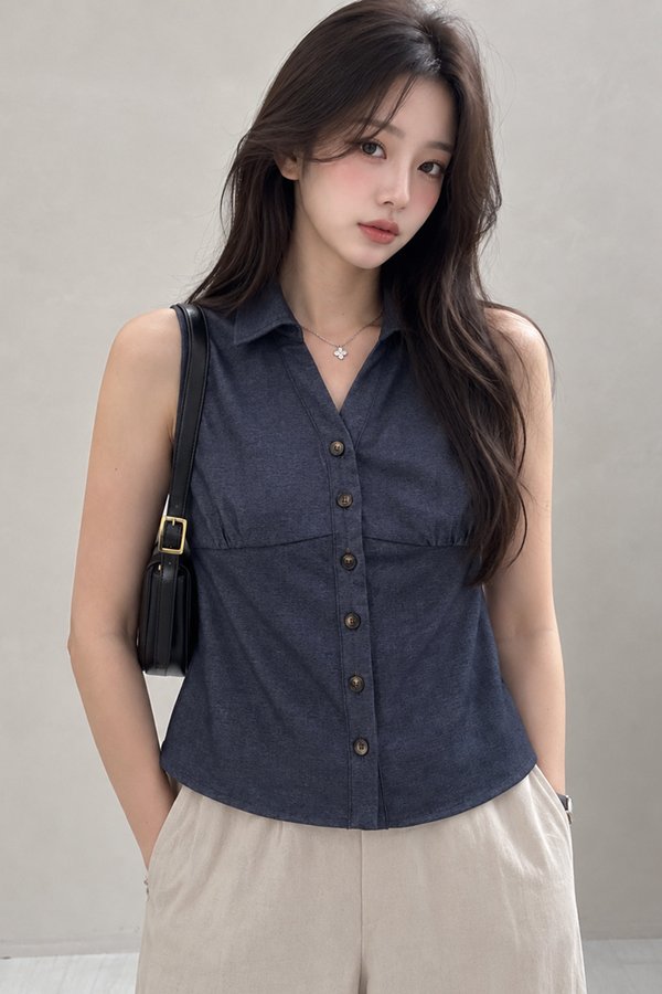 Tracy Tencel Denim Top Dark Wash