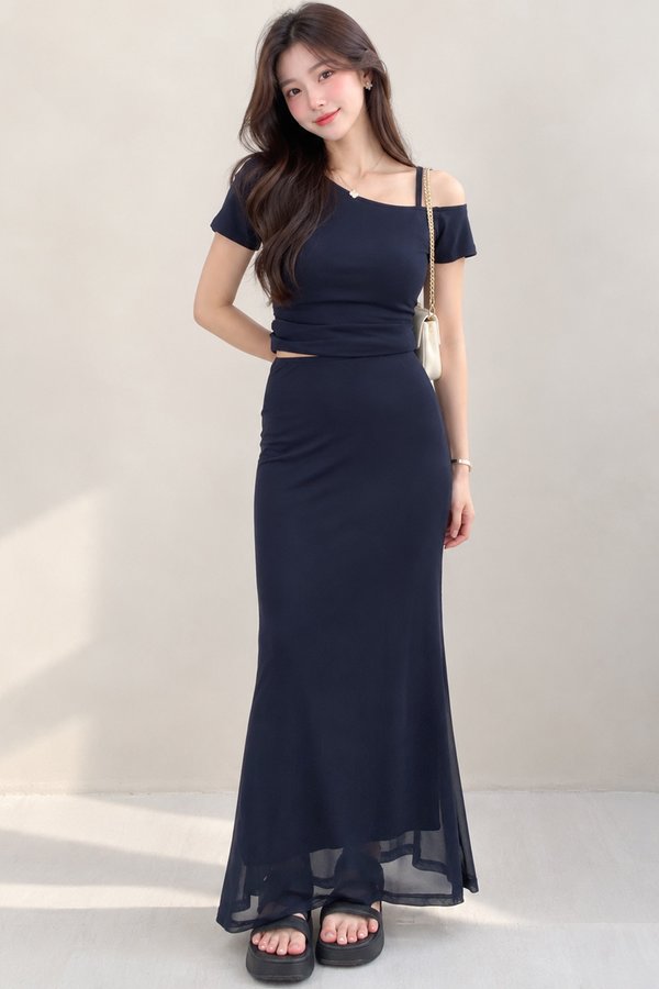 Corra Mesh Skirt Midnight Navy