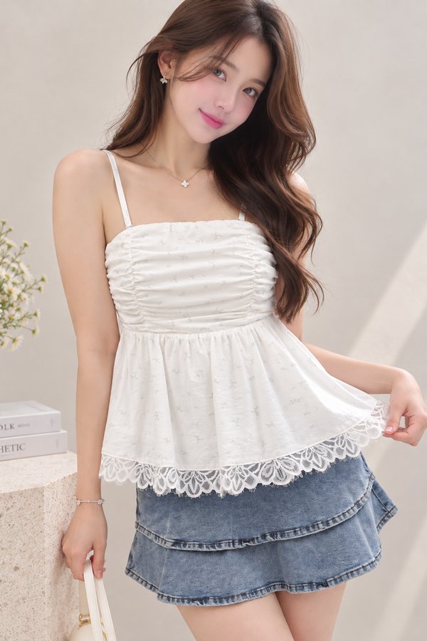 Constance Padded Top White Floral