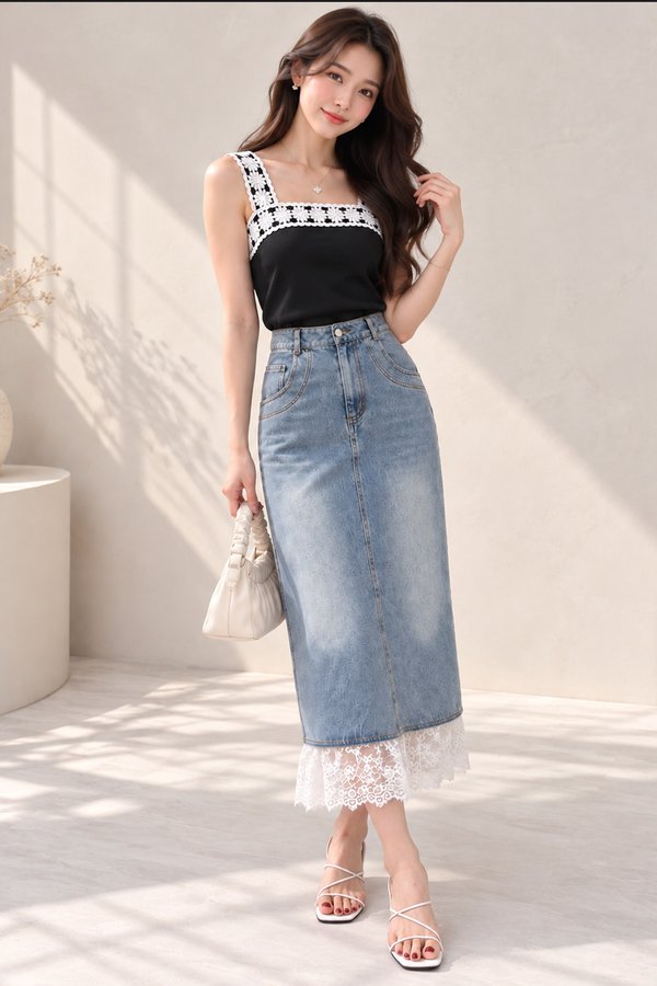 Layla Denim Lace Skirt