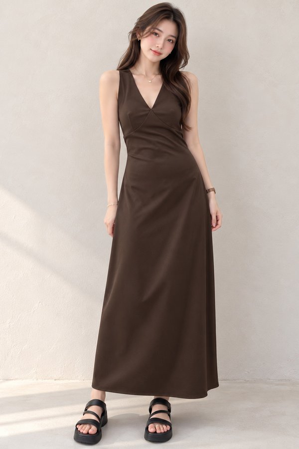 Germaine Padded Dress Dark Brown