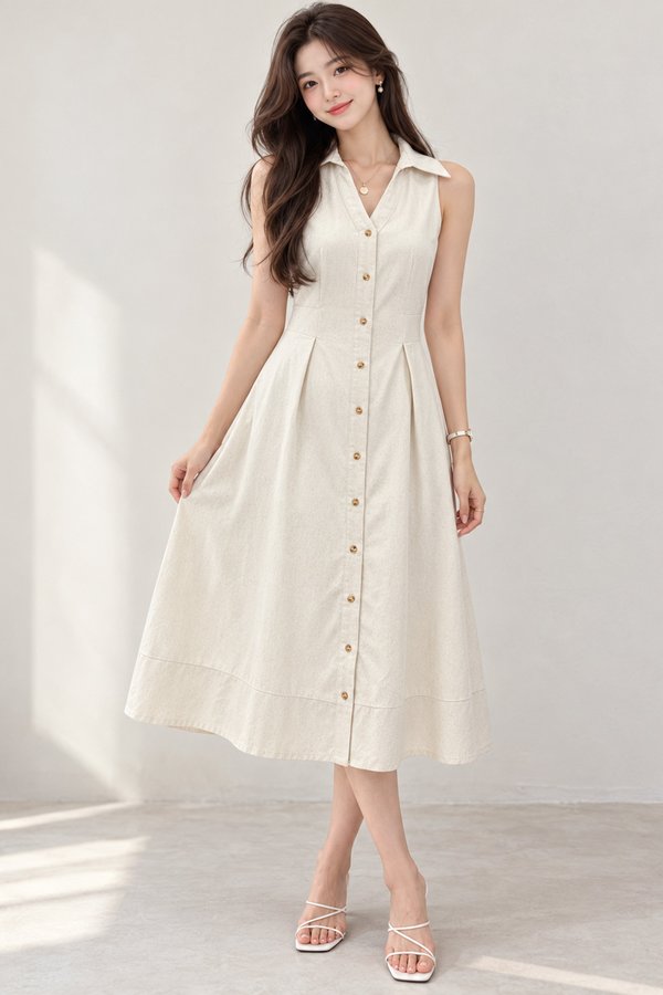 Norisa Linen Shirtdress Beige