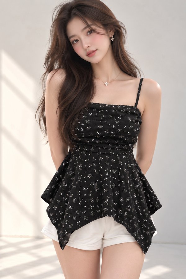 Coralie Padded Top Black Floral