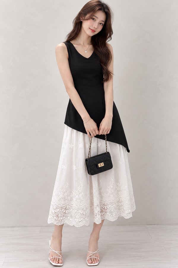 Logan Crochet Contrast Dress Black