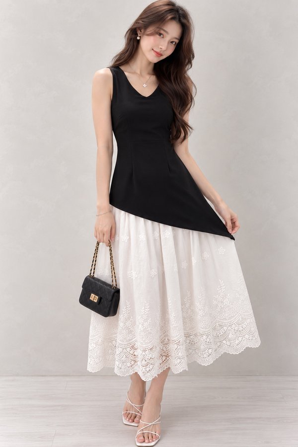 Logan Crochet Contrast Dress Black