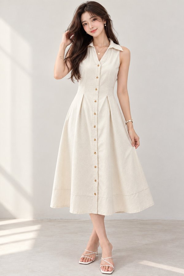 Norisa Linen Shirtdress Beige
