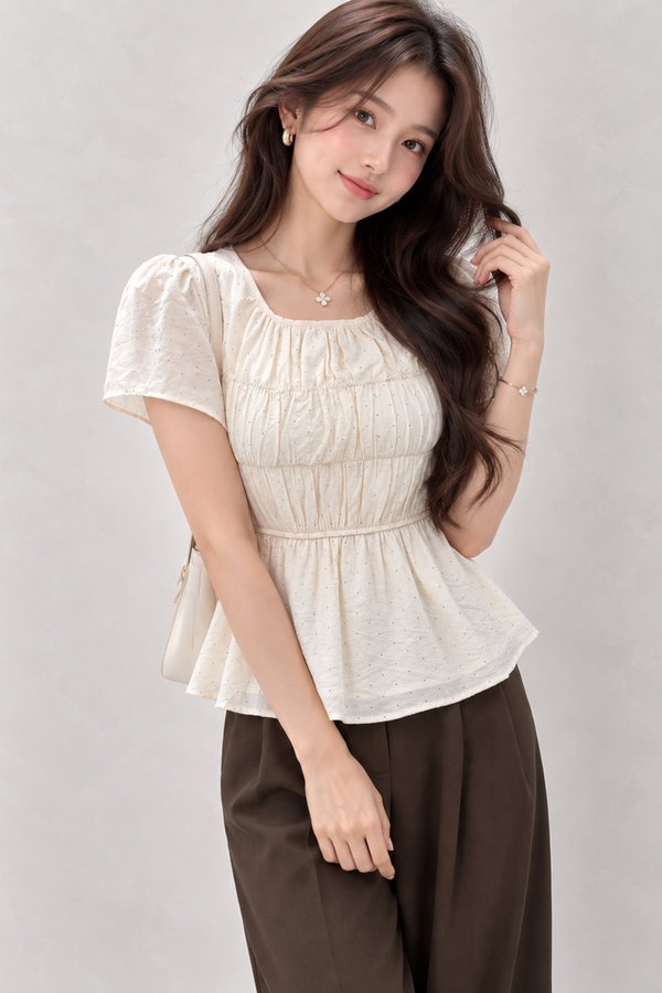 Andona Top Cream Polka Dot