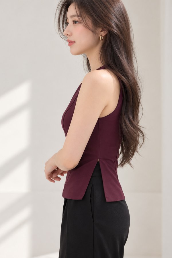 Celly Padded Top Burgundy