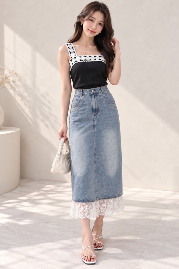 Layla Denim Lace Skirt