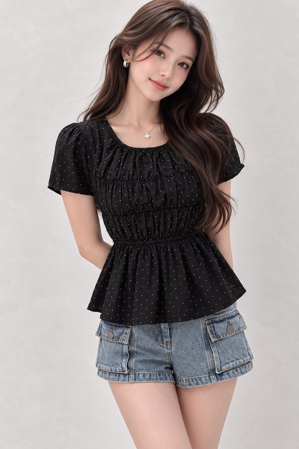 SSD Andona Top Black Polka Dot
