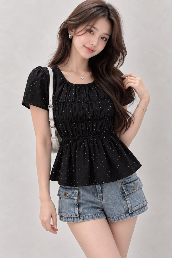 SSD Andona Top Black Polka Dot