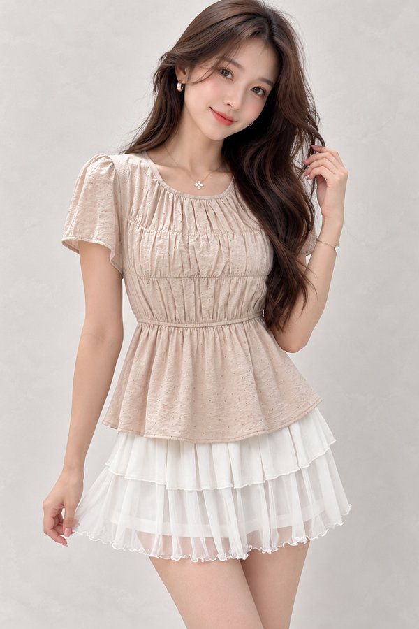 Andona Top Ash Latte Polka Dot