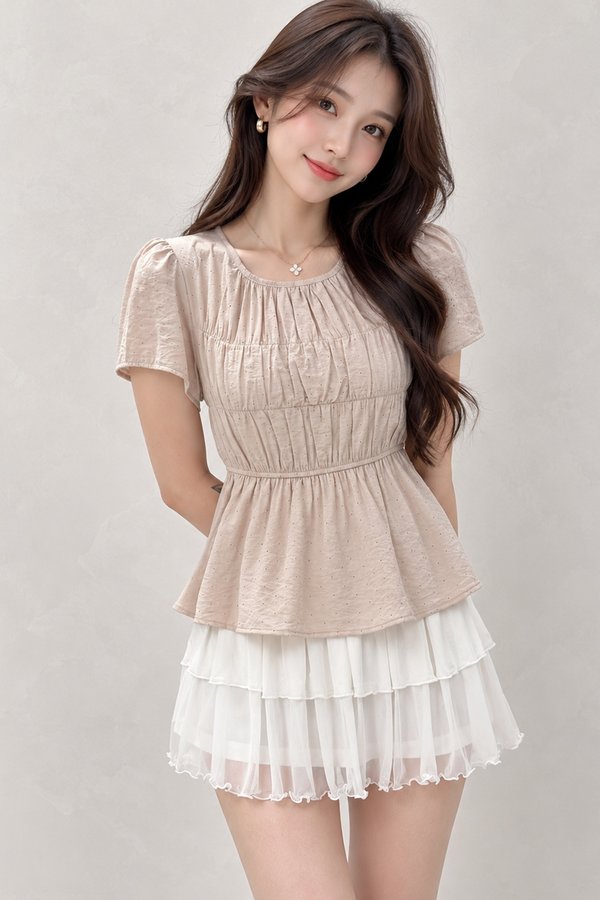Andona Top Ash Latte Polka Dot