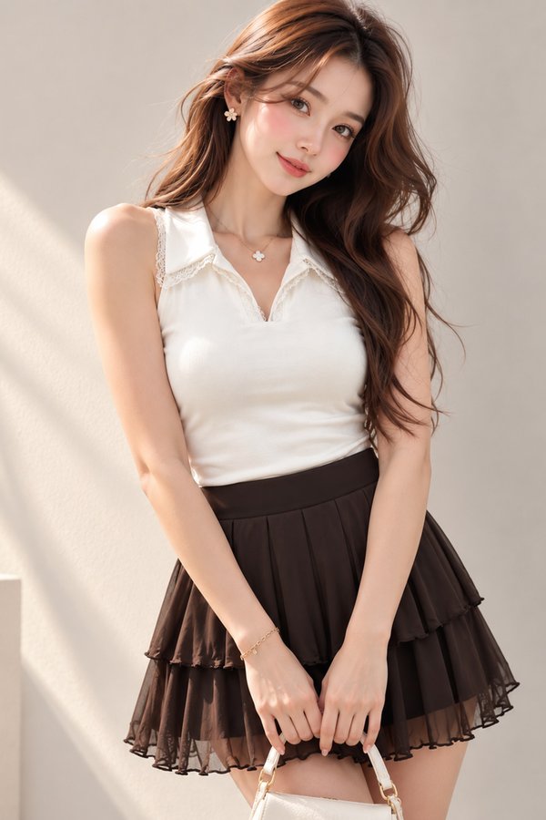 Nori Mesh Skorts Dark Brown