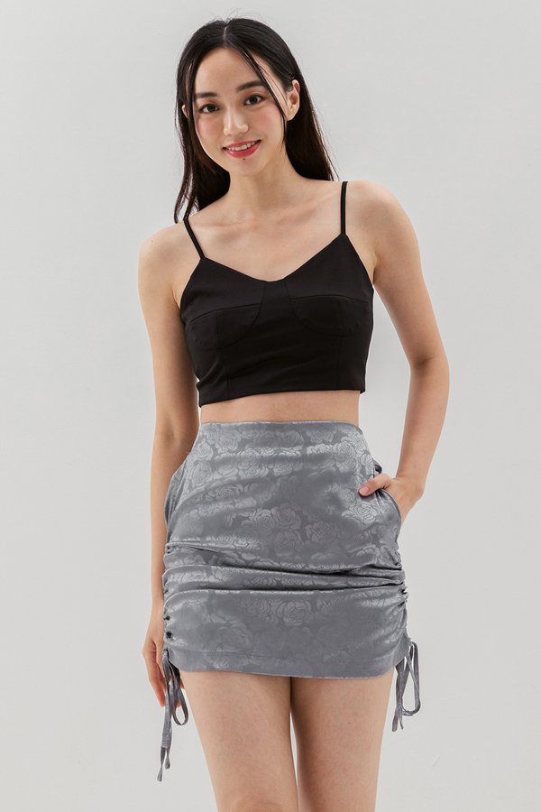 Lyson Ruched Skirt Grey Blue